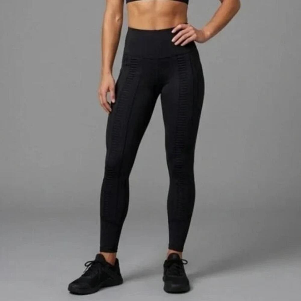 NWT Sweetflexx Resistance Leggings Women 12 Black High Waist Compression Pockets